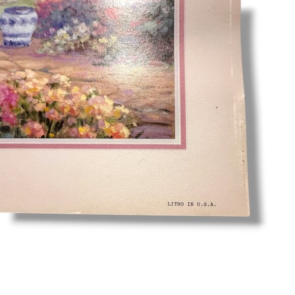 Nora DeBolt 1992 Floral Garden Print Gold Frame 12"x10" Vintage Wall Art - Picture 7 of 9